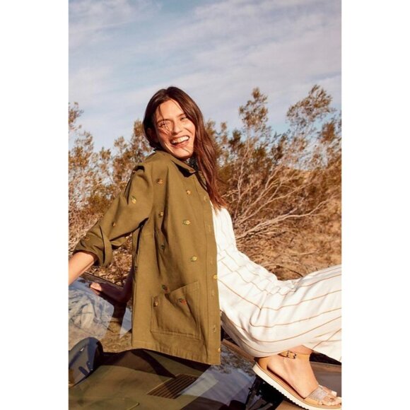 Anthropologie The Essential Jumpsuit Linen Blend Yarn-Dyed Stripe S/M MSRP: $148 - Picture 7 of 9